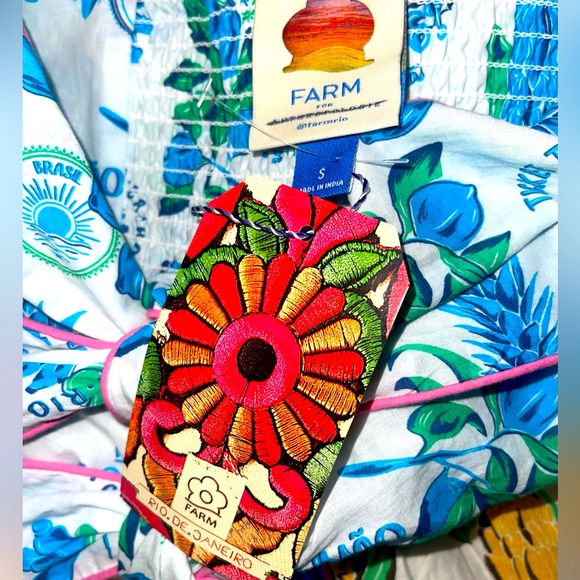 🆕NWT #265 Farm Rio Tiered Cutout Cover Up Midi Dress Women Cotton Tropical, Sm. - Picture 13 of 15